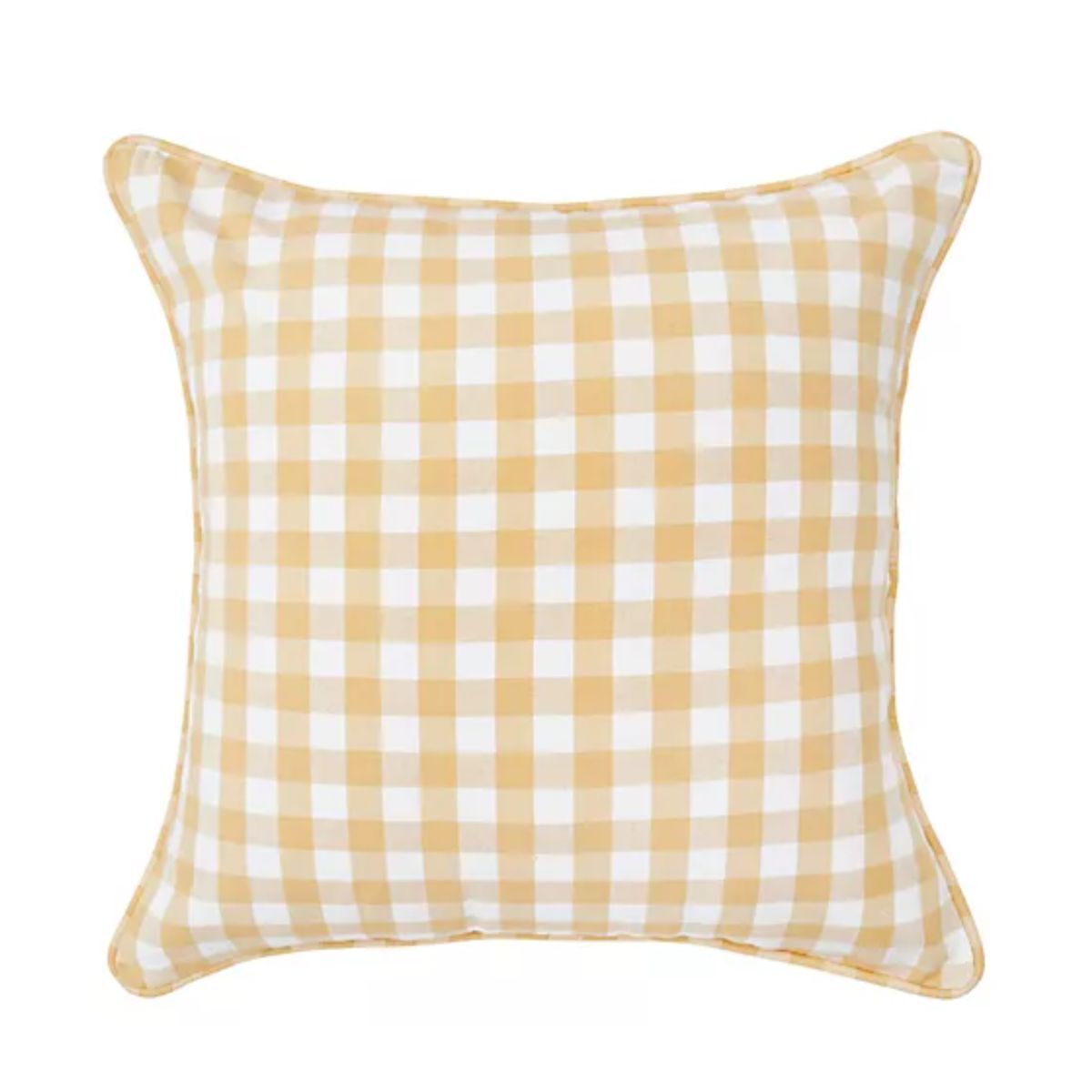 A yellow gingham pillow