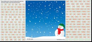 Drawing of snowman with snow falling at night