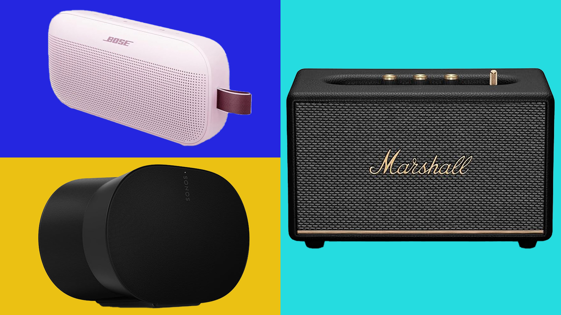Bose, Sonos and Marshall speakers