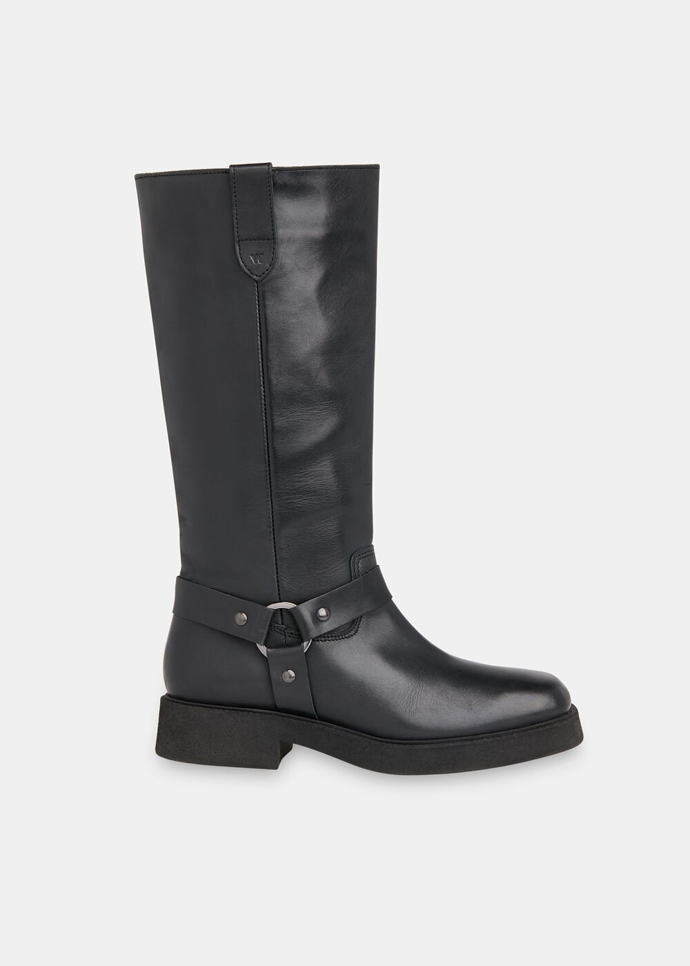 Black Matteo knee high bike boots