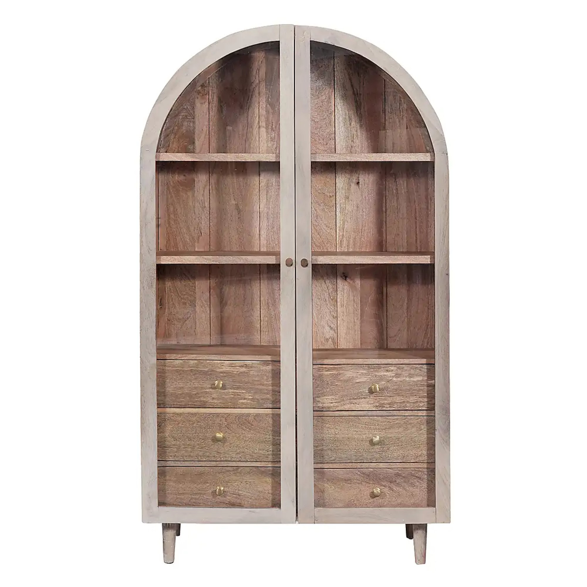 Dunelm Indus Valley Atomic 2 Door Glass Cabinet, White Wash