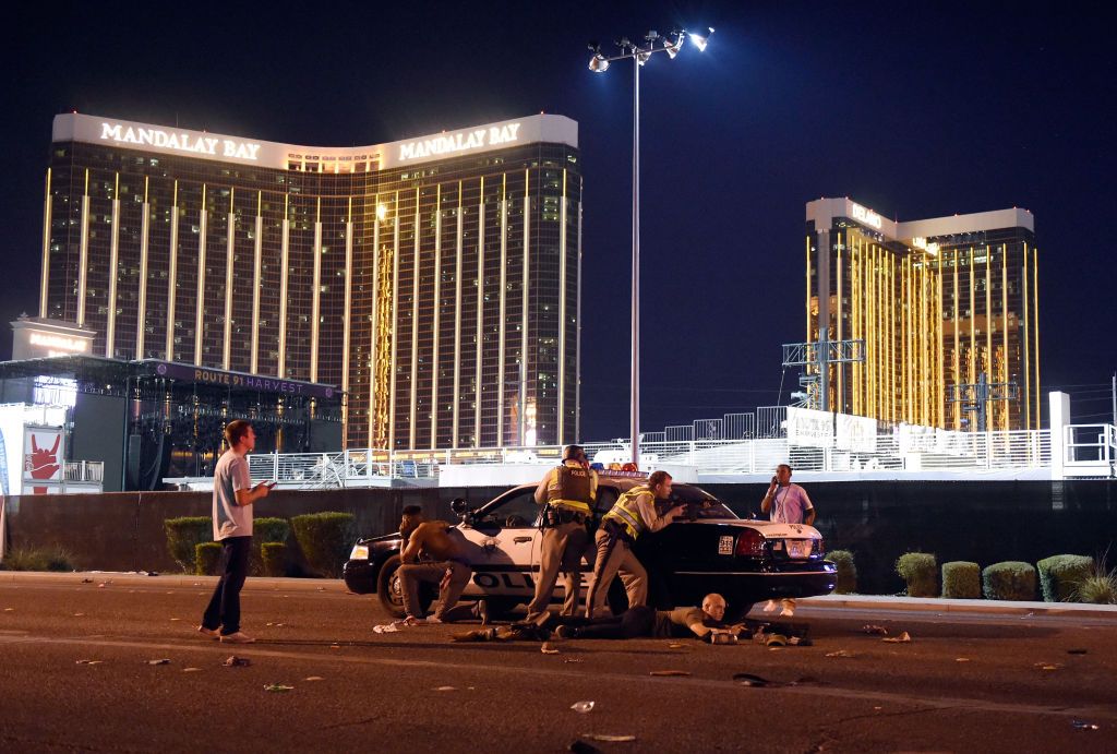 Police outside of Mandalay Bay in Las Vegas.