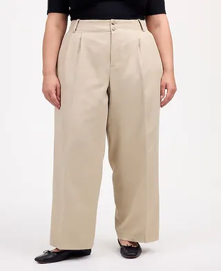 Madewell, Plus Harlow Hose mit weitem Bein aus drapiertem Twill-Stoff