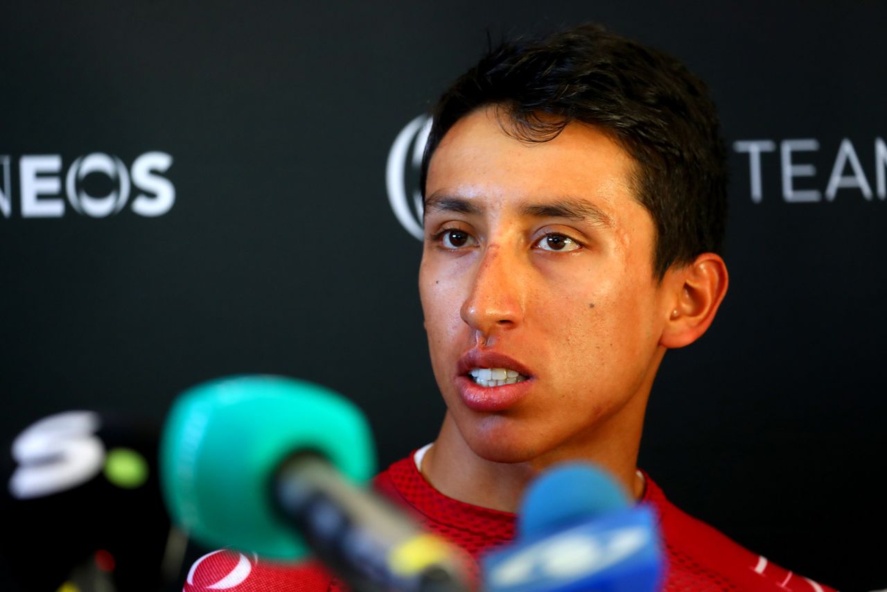 Egan Bernal at the Team Ineos Tour de France rest day press conference