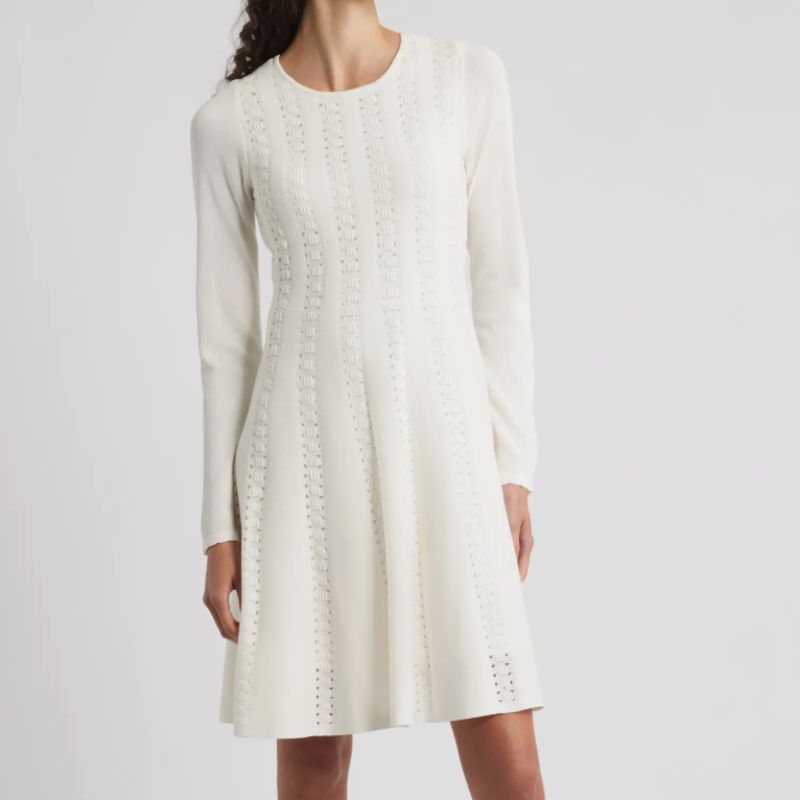Julia Jordan, Open Stitch Long Sleeve Sweater Dress