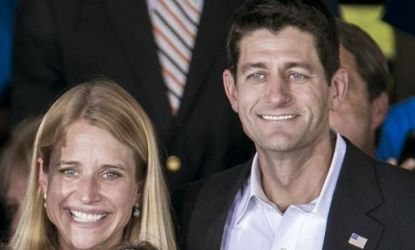 Rep. Paul Ryan (R-Wis.) and his wife Janna with two of their children after a campaign rally with Mitt Romney in Manassas, Va. The Romney campaign has opened up about its vetting process for 