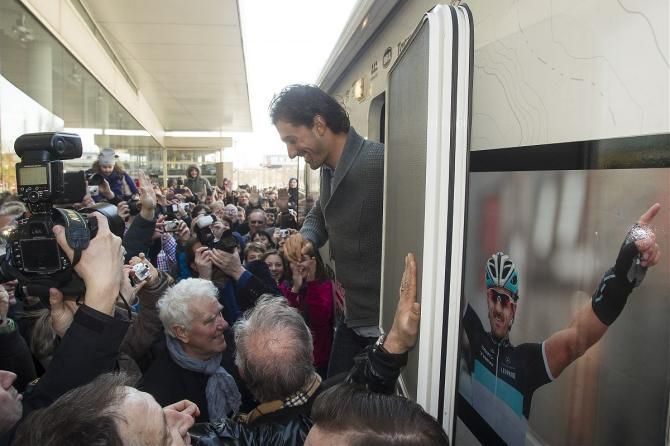 Fabian Cancellara is welcomed in Oudenaarde.
