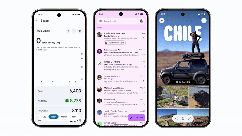 Animations and design changes in Fitbit, Gmail, and Google Photos with Material 3 Expressive