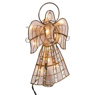 Kurt Adler 10-Light Capiz Angel Treetop, metal and glass ornament