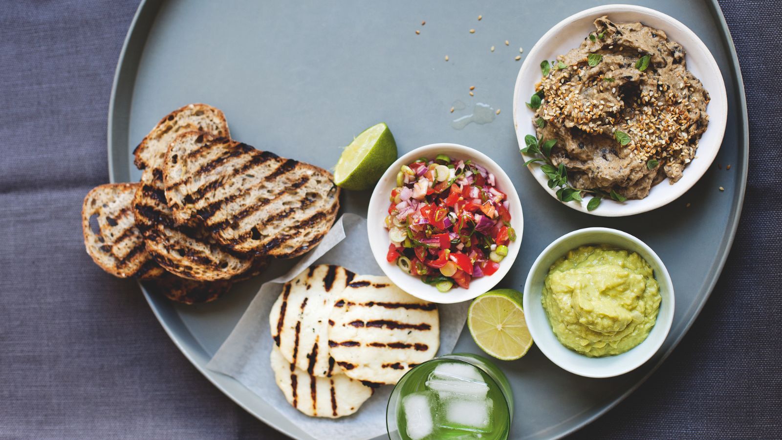 Vegetarian Meze with Baba Ghanoush and Salsa