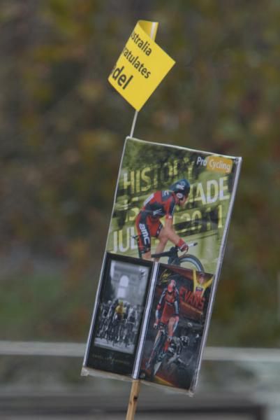 One of the many home-made signs