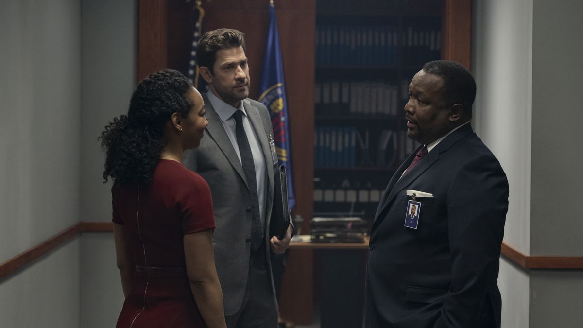 Betty Gabriel, John Krasinski and Wendell Pierce in Jack Ryan