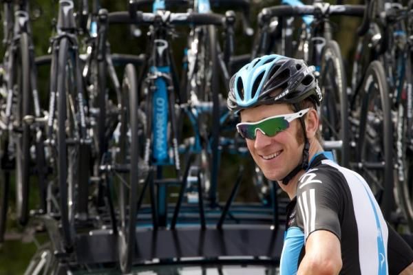 Tour de France favourite Bradley Wiggins (Sky) is all smiles prior to a team training ride.