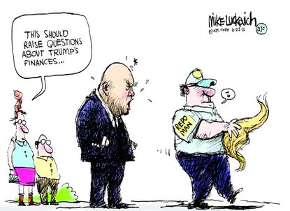 Political cartoon U.S. Trump campaign funding
