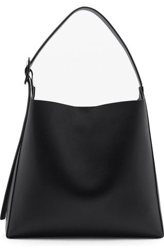 Buckled Faux Leather Shopper Bag