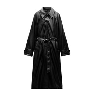 Zara black Faux Leather Trench Coat