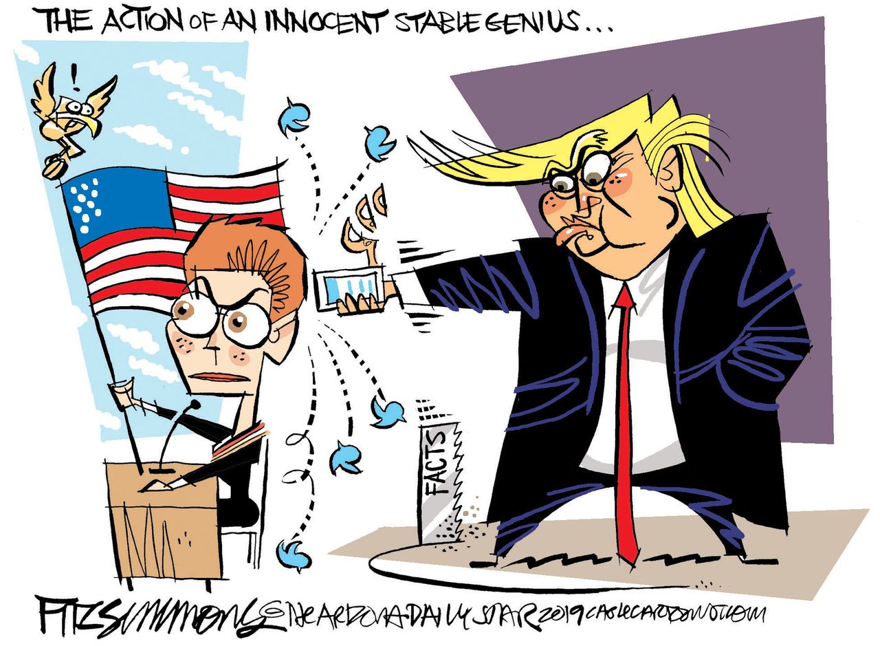 Political Cartoon U.S. Trump Twitter Yovanovitch Impeachment Hearing