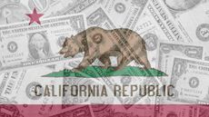 California flag with money superimposed over it