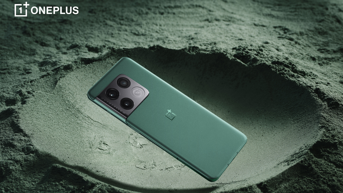 A OnePlus 10 Pro from the back in green
