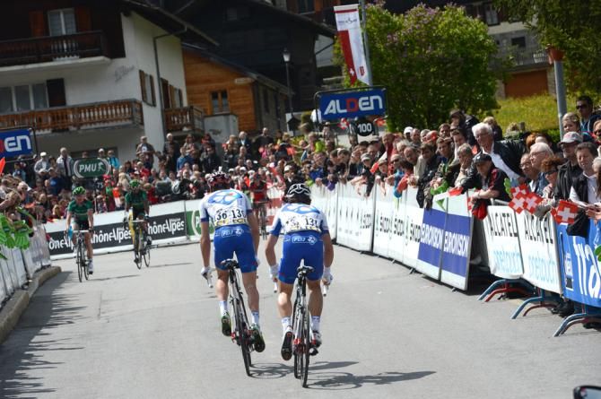 Riders head towards the finish on stage 1