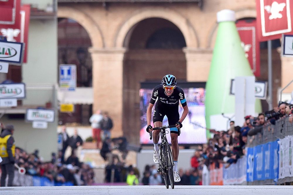 Wout Poels rides to the finish.