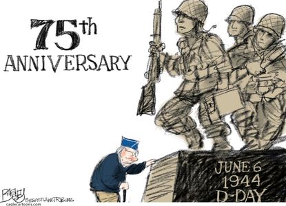 Editorial Cartoon U.S. D-Day WWII Omaha Beach Normandy