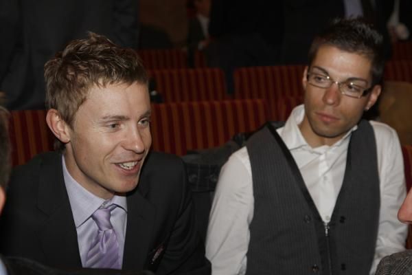 Damiano Cunego and Giovanni Visconti at the Giro route presentation.