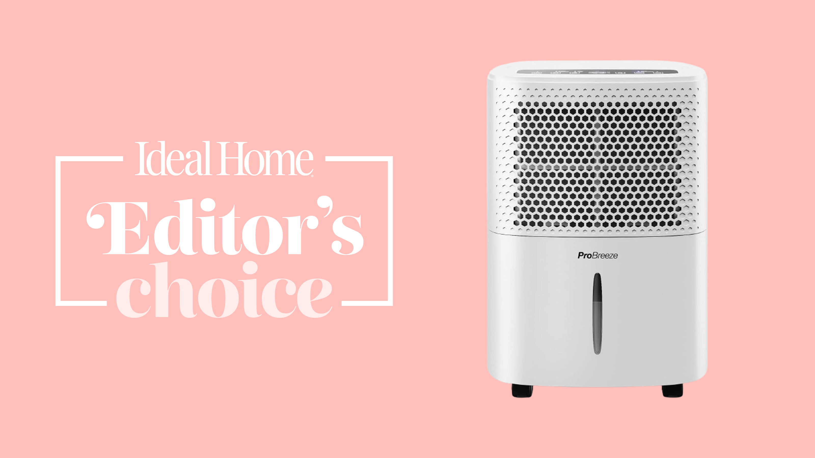 A Pro Breeze dehumidifier on a pink background