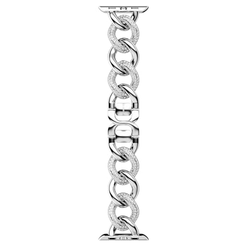 Swarovski Sparkling Chain Strap Compatible With Apple Watch&amp;reg;, Silver Tone, Stainless Steel