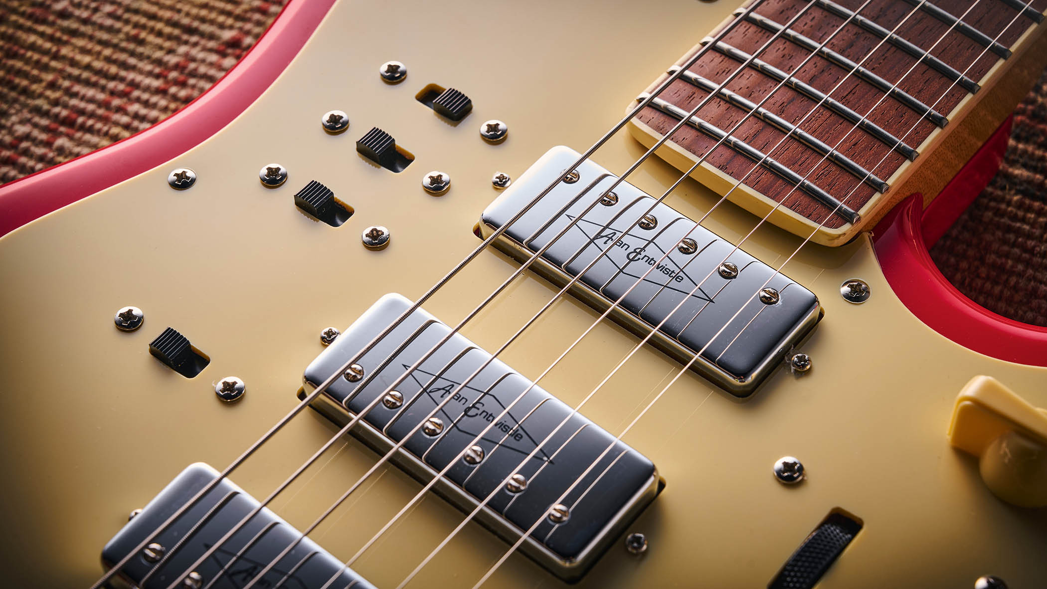 Vintage REVO Galactica: a retro-inspired red electric with switches, three pickups and vibrato