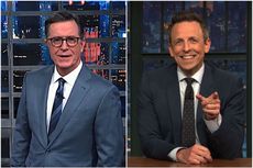 Seth Meyers and Stephen Colbert on the Senate trial