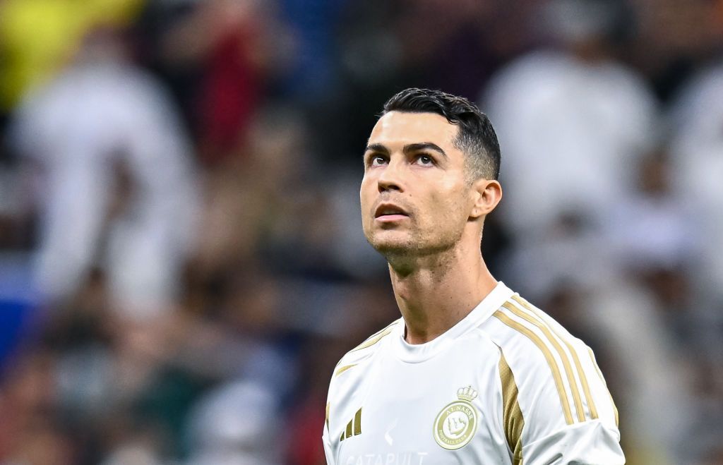 Cristiano Ronaldo of Al Nassr FC reacts during the AFC Champions League elite west football match between Qatar&#039;s Al Gharafa SC and Saudi Arabia&#039;s Al Nassr FC at Al-Bayt Stadium in Al Khor, Qatar, on November 25, 2024. (Photo by Noushad Thekkayil/NurPhoto via Getty Images)