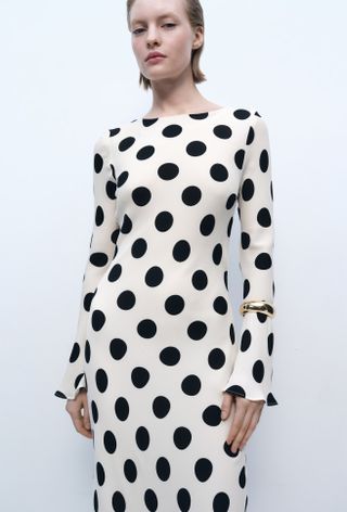 MANGO, Flared Sleeve Polka-Dot Dress - Women | Mango United Kingdom