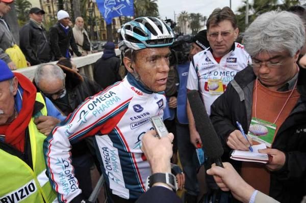 Philippe Gilbert (Omega Pharma-Lotto) is interviewed after the race.
