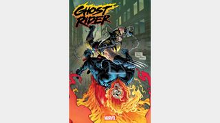 Ghost Rider and Wolverine tussle.