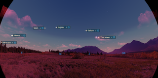 sky map of five planets