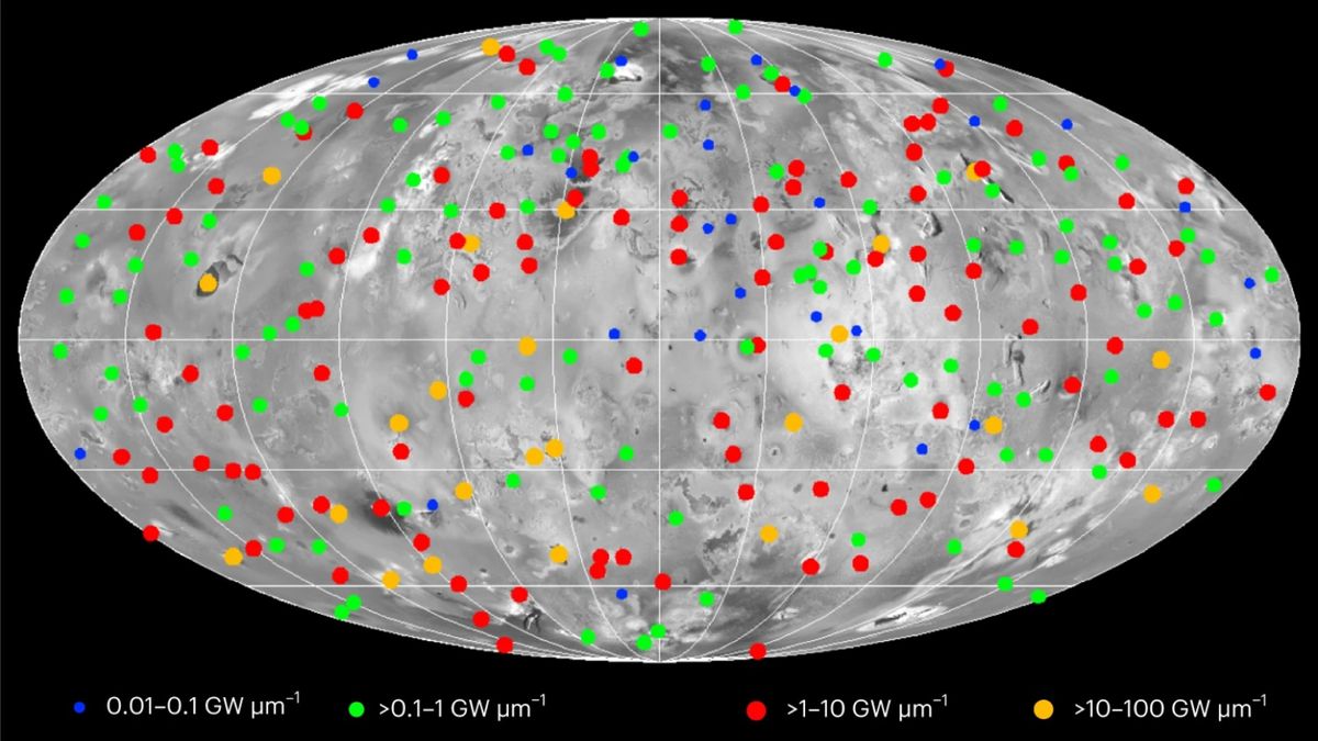 Jupiter’s moon Io is roofed in energetic volcanoes.  Now we now have their first map