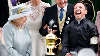 Frankie Dettori laughing with Queen Elizabeth II