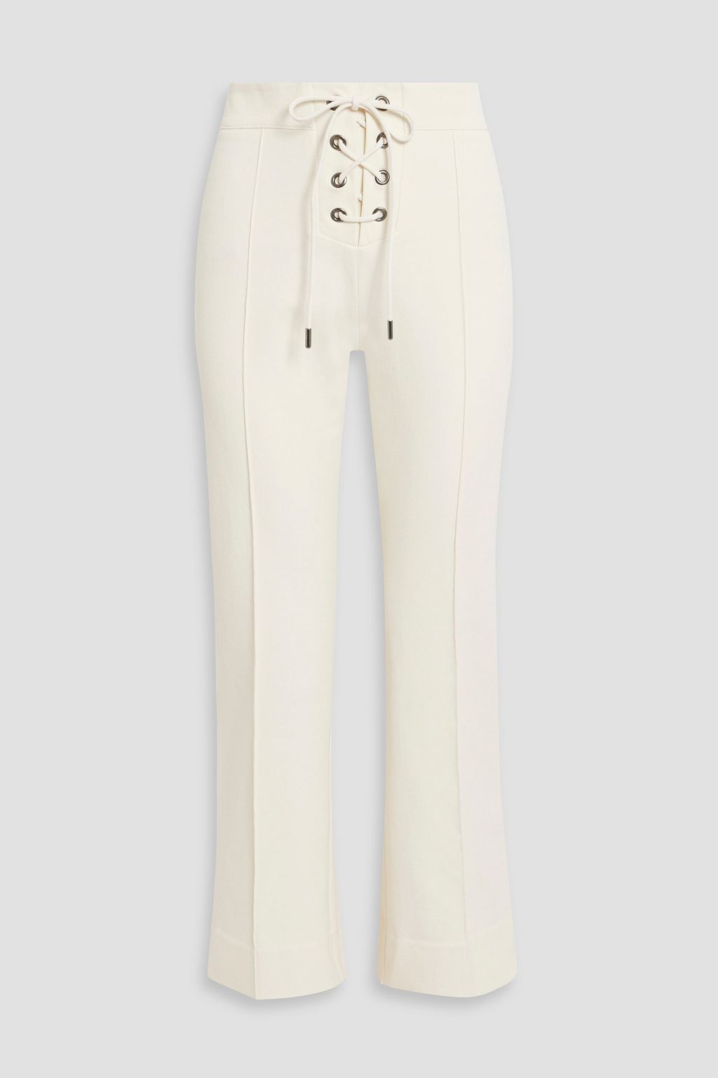 Lace-Up Cotton-Blend Crepe Flared Pants