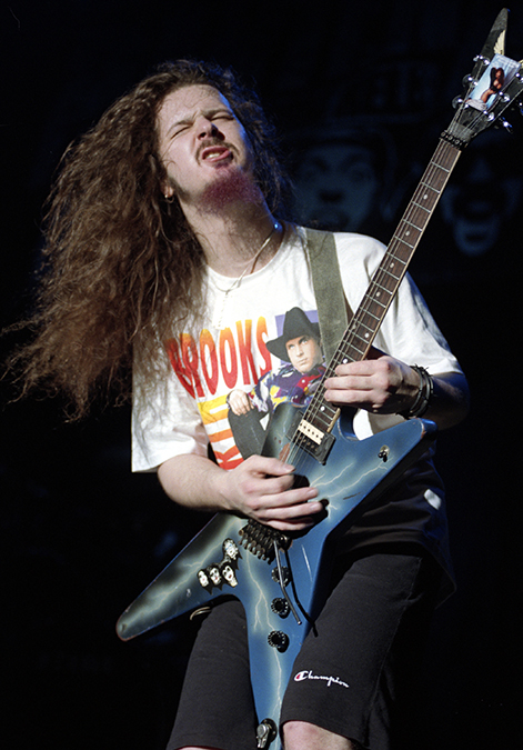 Dimebag Darrell of Pantera performs at the San Jose State Events Center on March 10, 1991 in San Jose, California