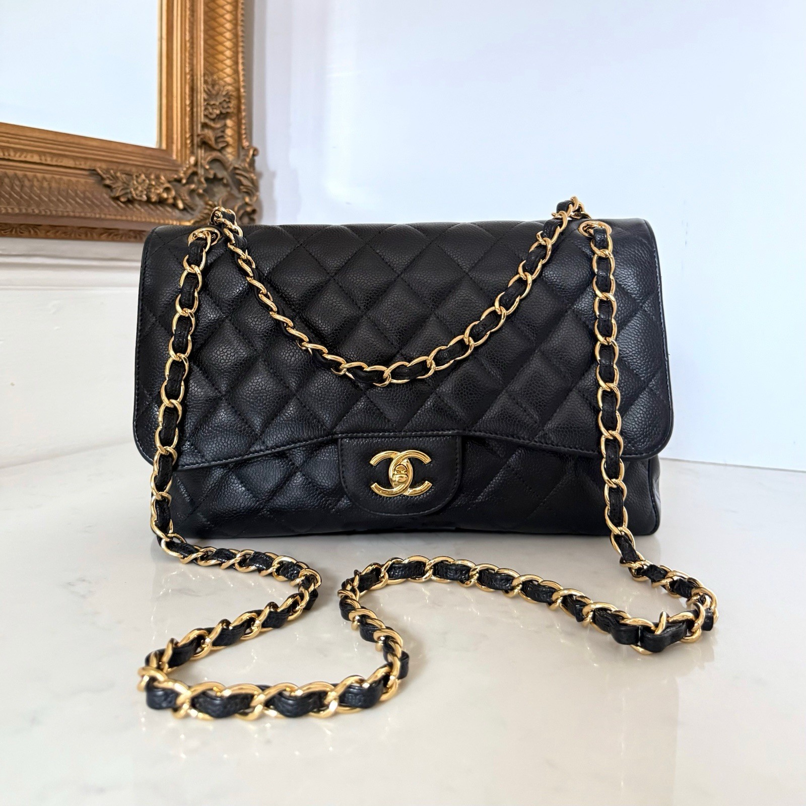 Chanel Jumbo Double Flap Bag Black Caviar Gold Hardware Rrp &amp;pound;13,500 Authentic
