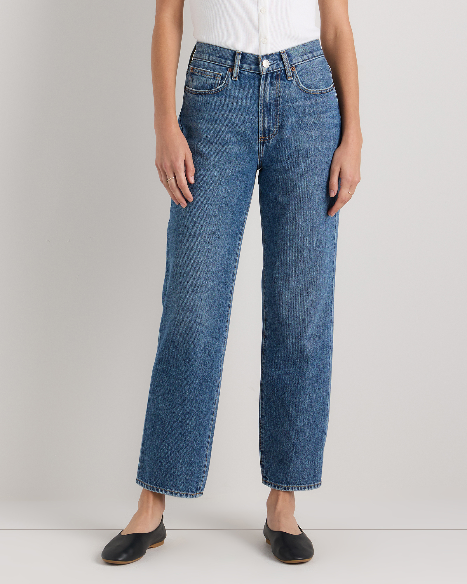 Bella Rigid Straight Jeans em Azul Horizonte