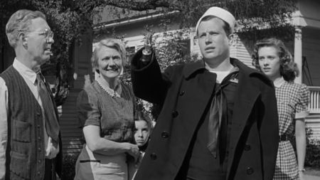 Harold Russell waving in The Best Years of Our Lives