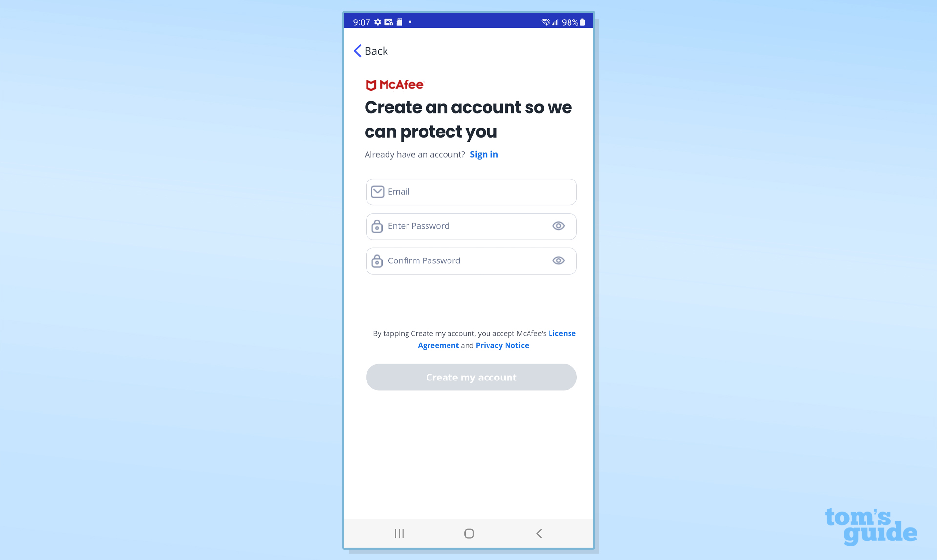 McAfee Mobile Security app screengrab