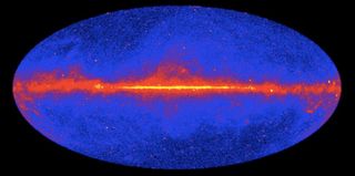 The sky in gamma-rays with energies greater than 1 gigaelectronvolts, based on eight years of data from the Large Area Telescope on NASA’s Fermi Gamma-ray Space Telescope.