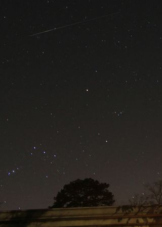 Skywatcher Christopher Lonske captured this photo of a Leonid meteor over his home in Maryville, Tennessee, during the peak of the 2012 Leonid meteor shower on Nov. 17 and 18.