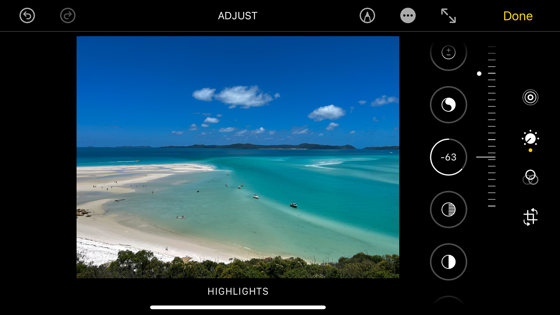 Camera app showing the sea