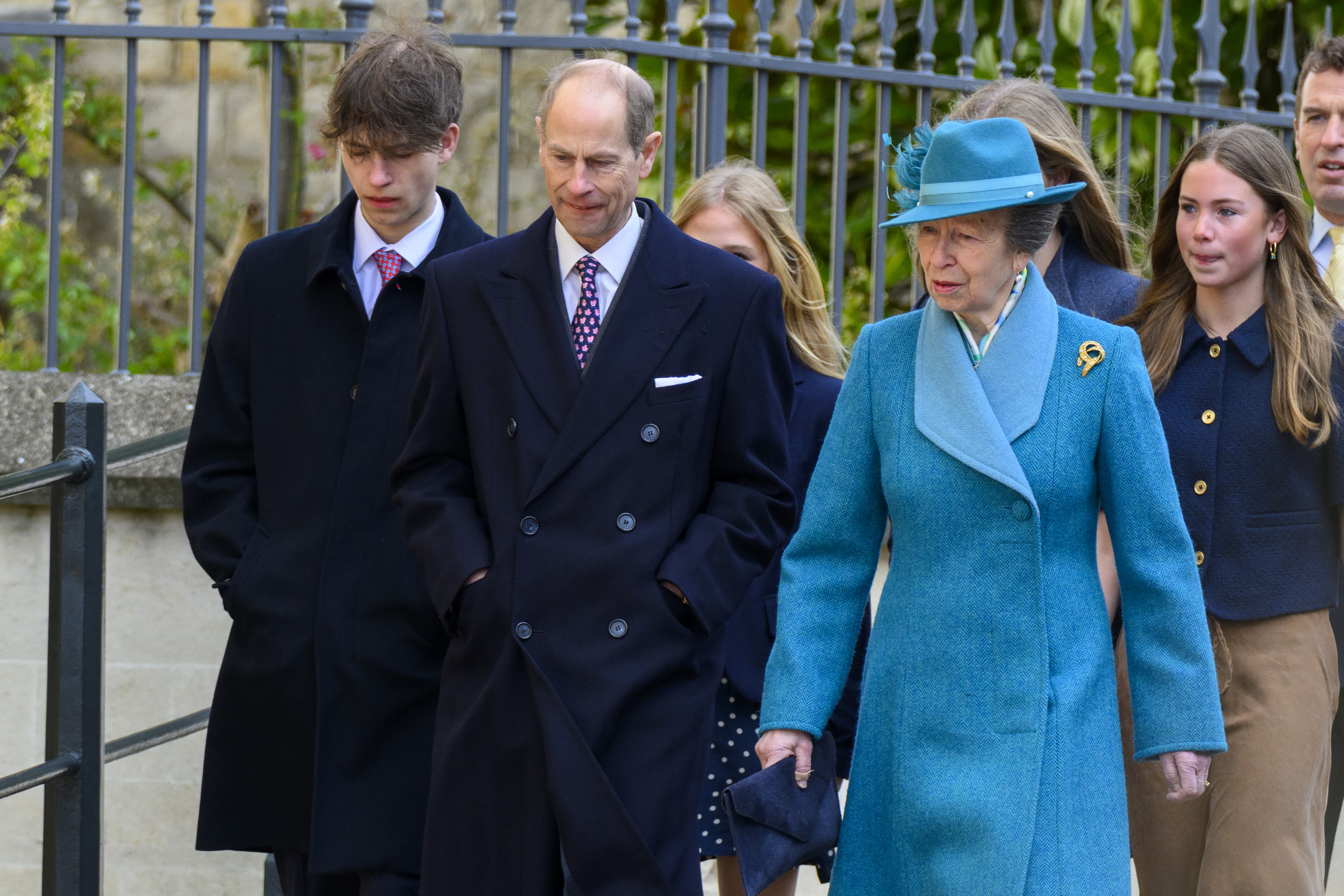 Peter Phillips and Harriet Sperling attend the 2026 Easter Matins Service at St George's Chapel on April 5, 2026 in Windsor, England