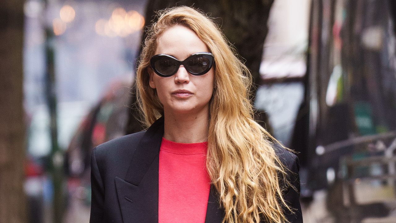 Jennifer Lawrence in New York City wearing sunglasses and denim