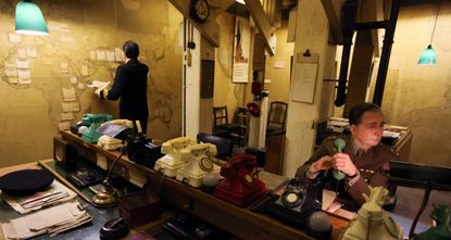 Models in The Map Room in London&amp;#039;s Cabinet War Rooms bunker